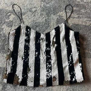 Zara striped sequin tank top